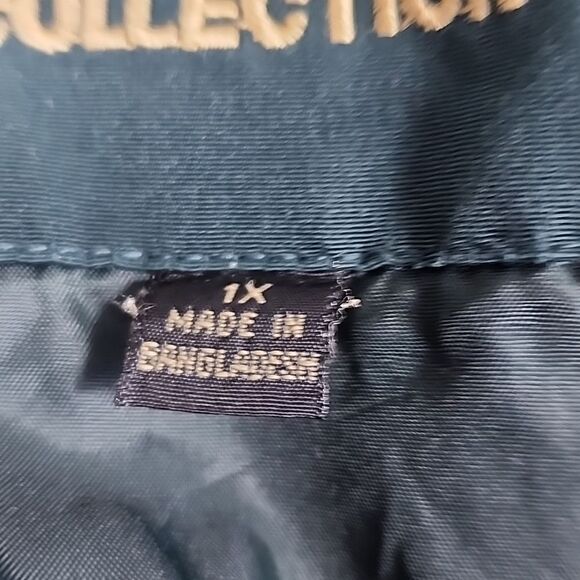 Vintage F S L Size XL Forest Green Zippered Coat with Gold Collar Chore Jacket - Picture 11 of 11